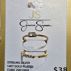 Jessica Simpson Gold and Silver Ring Duo with Cubic Zirconia Size 7.